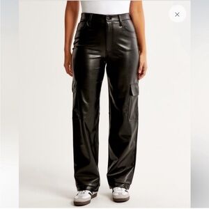 Abercrombie & Fitch Black Vegan Leather Cargo Pants
